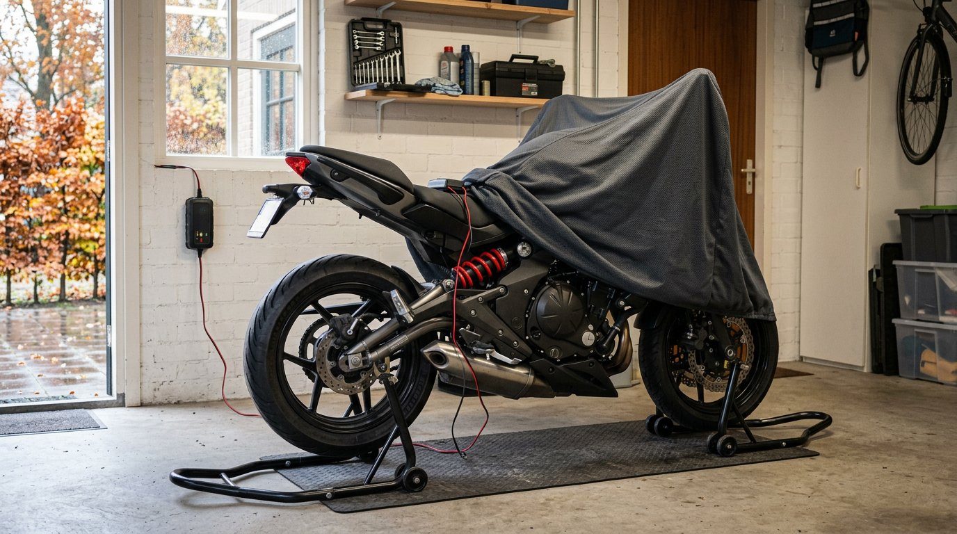 Motor winterklaar maken: stallen, tank, accu en banden